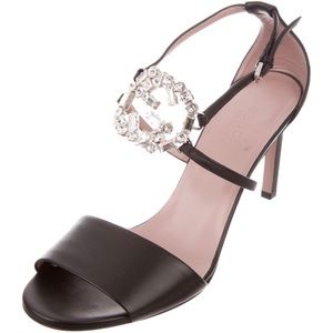 Gucci black shoes with rhinestone embellishments